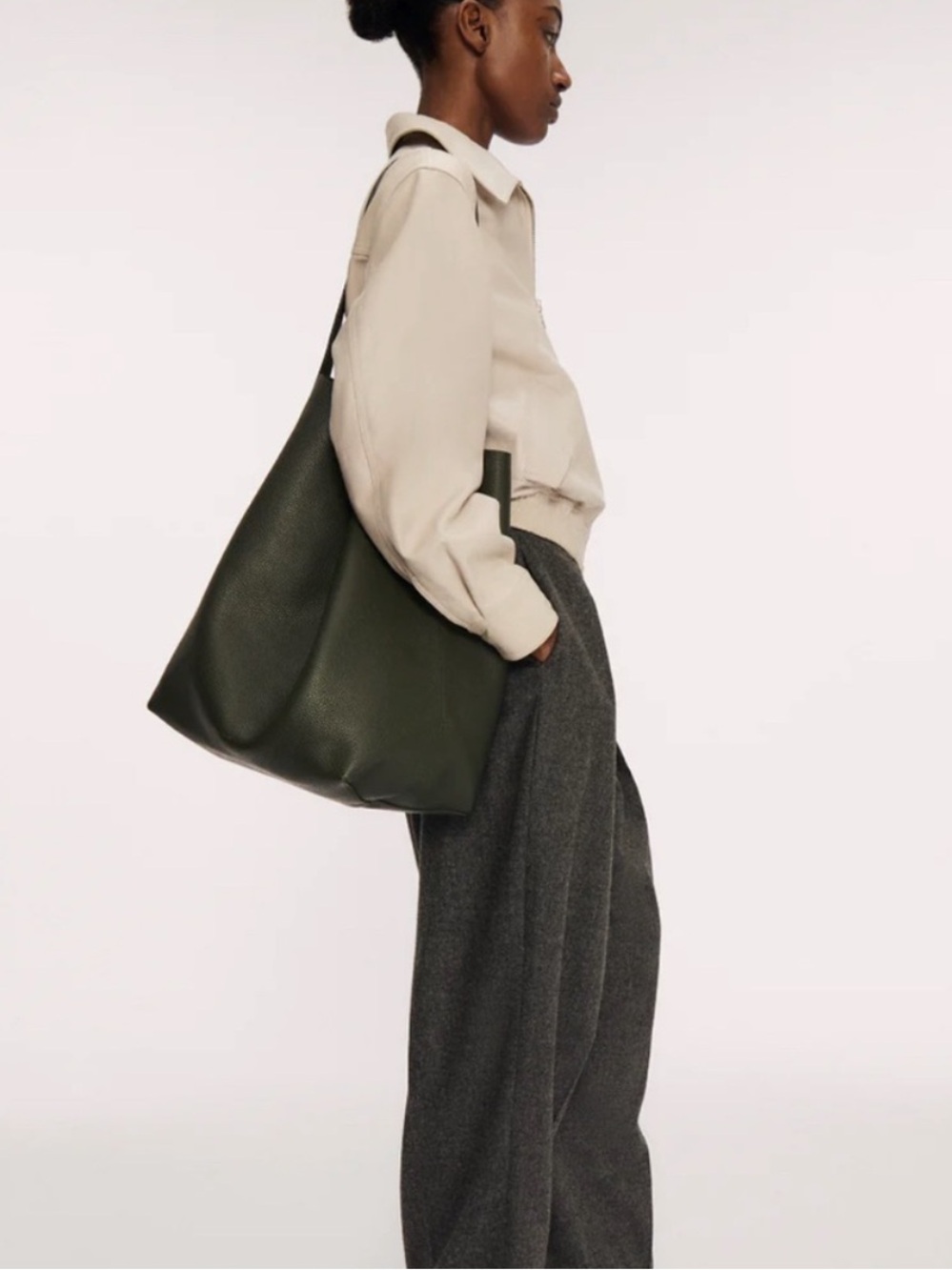 Mansur Gabriel Maxi Cabas Bag in Seaweed - Picture 2 of 9